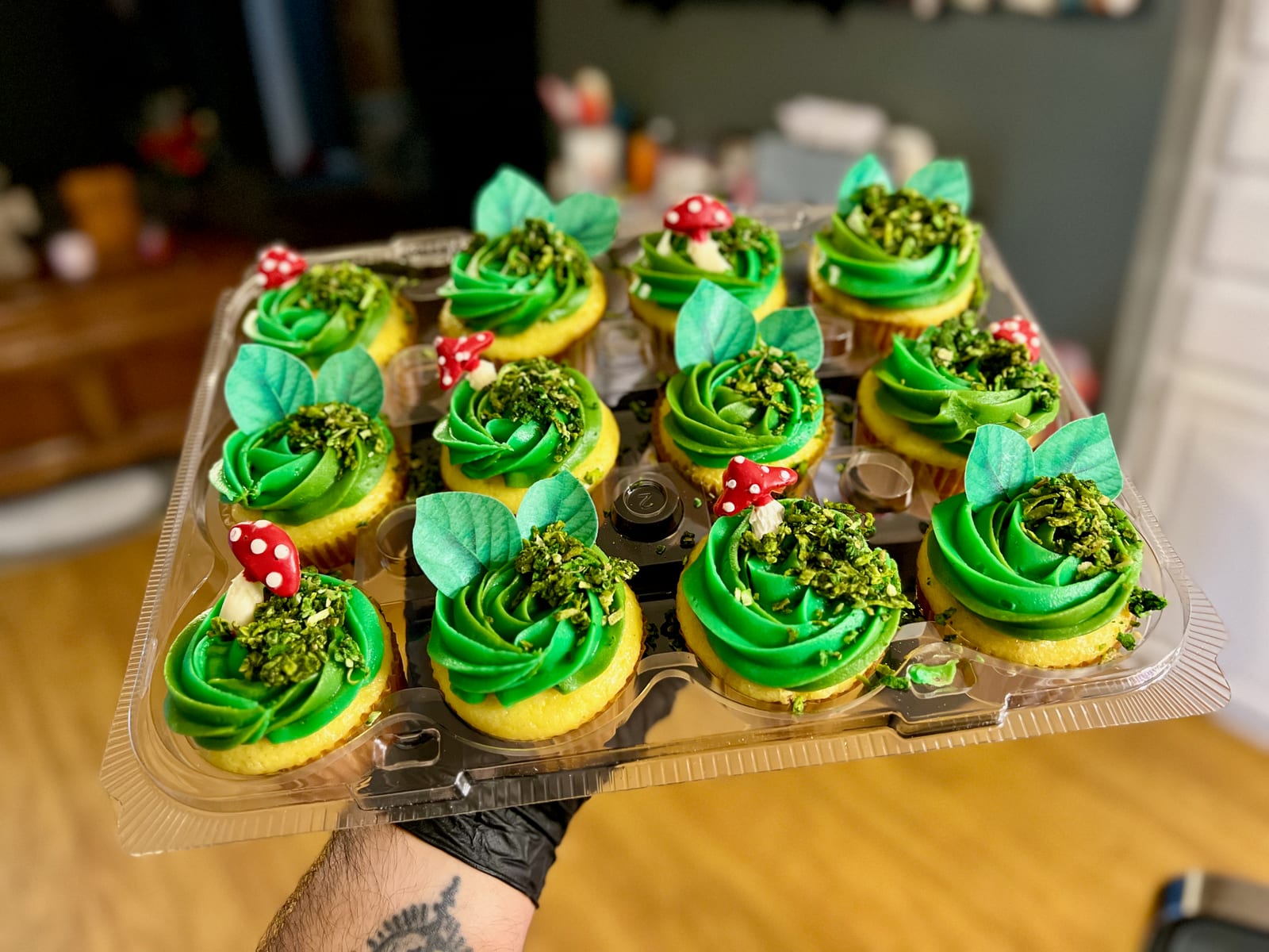 Mushroom and Moss Cupcakes